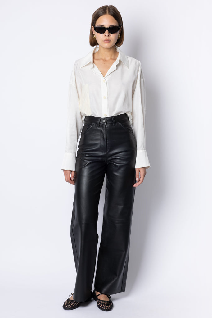 MARCELLA - LEATHER TROUSER - BLACK – SKIIM Paris
