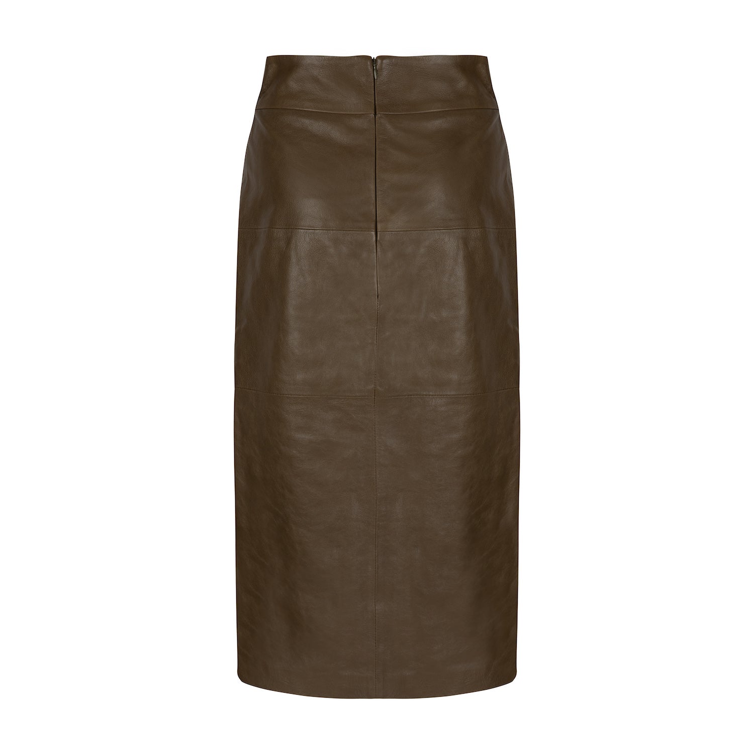 Lucy BUTTON FRONT LEATHER SKIRT - KHAKI