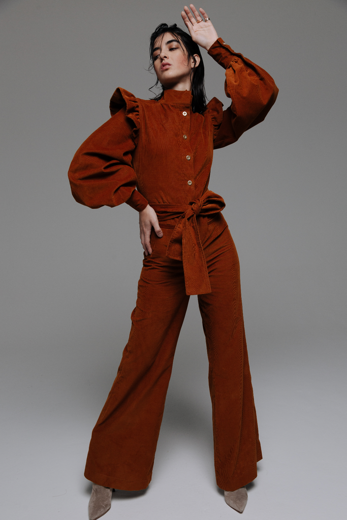 Shia CORDUROY JUMPSUIT - COGNAC