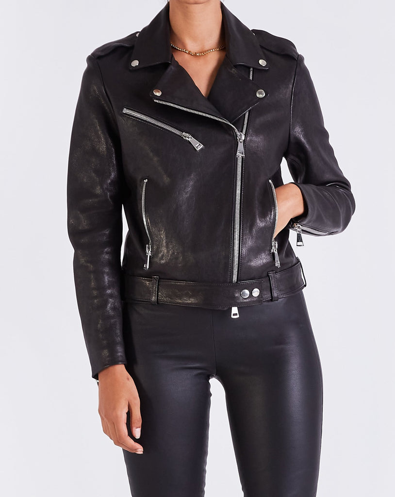 Angie LEATHER BIKER - BLACK