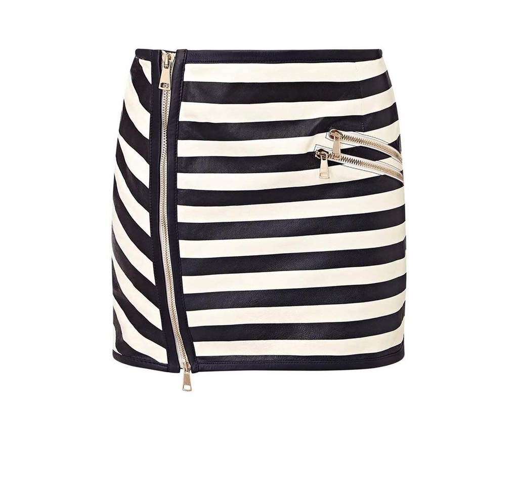 Julia ZIP FRONT LEATHER MINI SKIRT - NAUTIQUE – SKIIM Paris Julia ZIP FRONT LEATHER MINI SKIRT - NAUTIQUE – SKIIM Paris