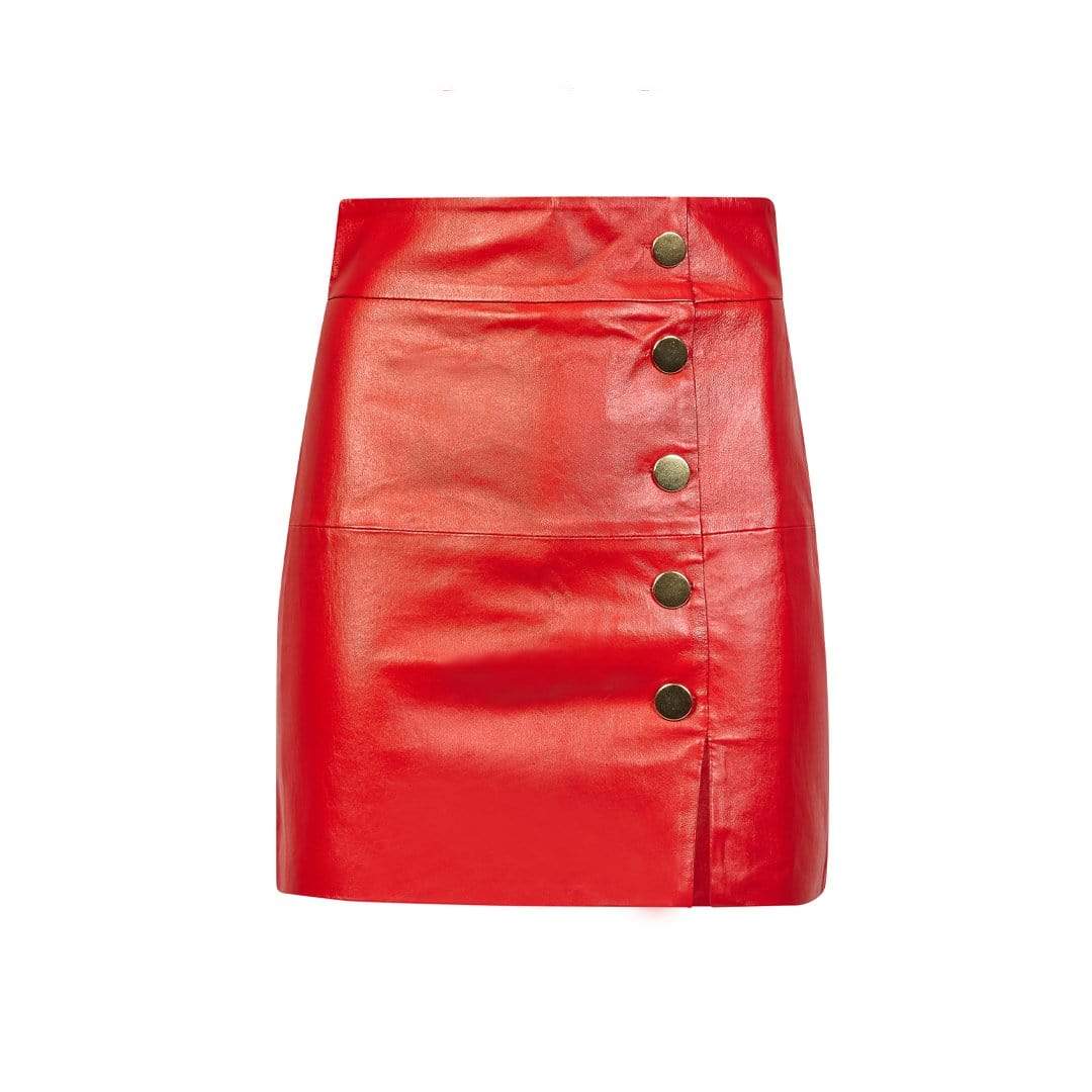 Sienna LEATHER MINI SKIRT - RED PATENT