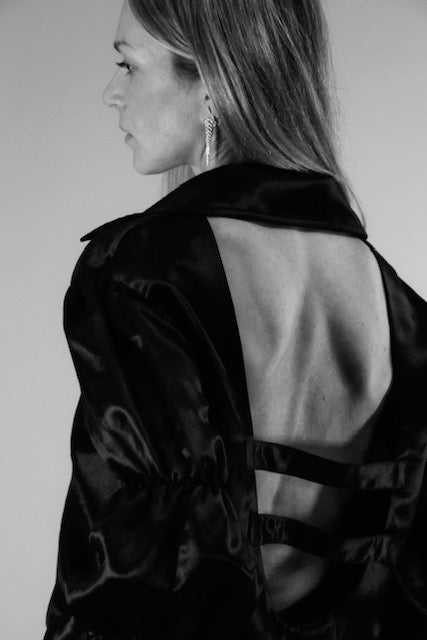Caroline Sciamma-Massenet hemp black backless shirt SKIIM Paris 