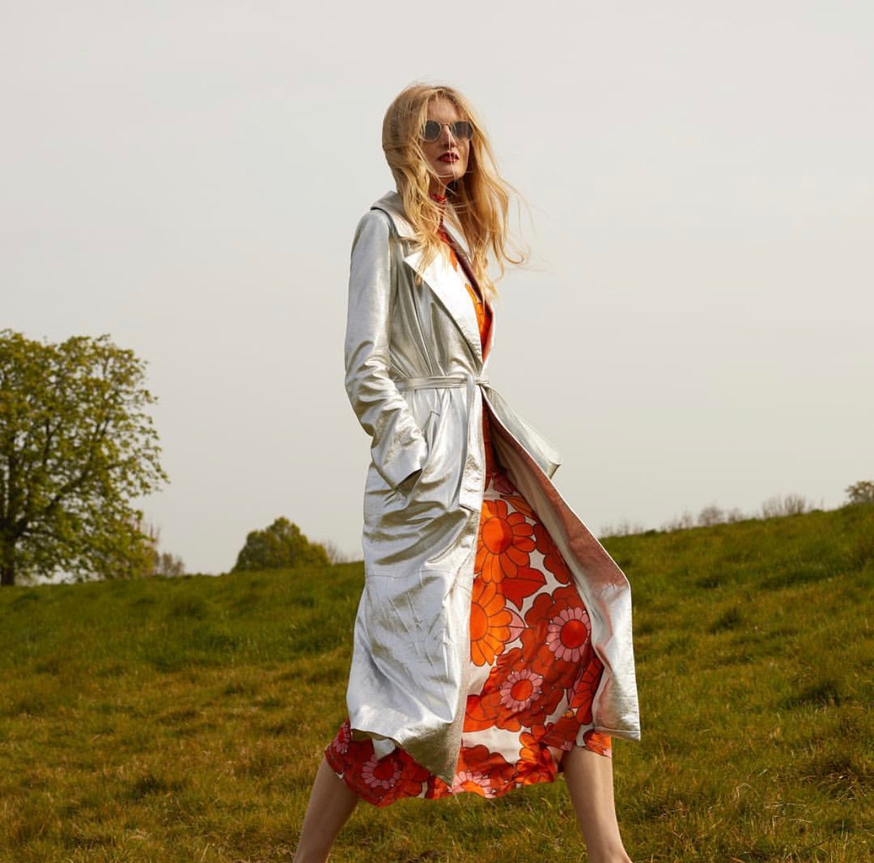 Candice Lake in our KARLA Silver Trench