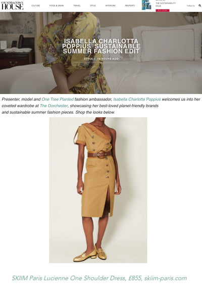 Our Lucienne Dress featured in Country & Town House's "Isabella Charlotta Poppius' Sustainable Summer Fashion Edit"