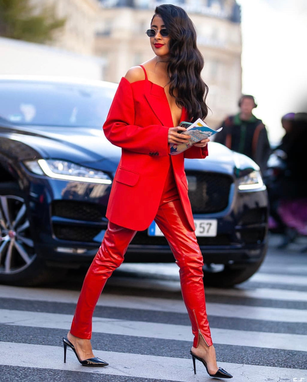 Denni Elias in our red patent NATALIE Pant