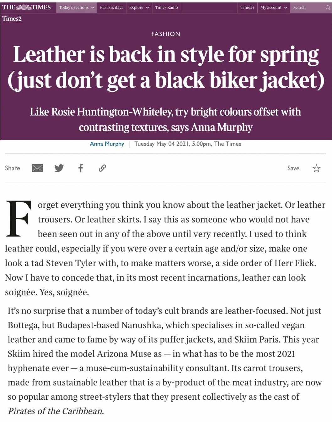 SKIIM featured on thetimes.co.uk