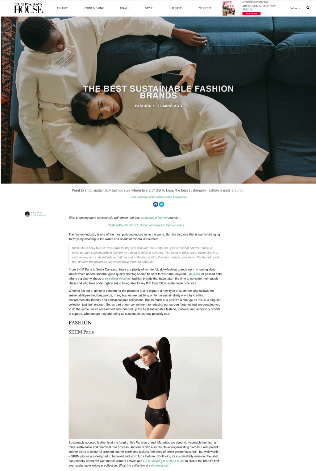 THE BEST SUSTAINABLE FASHION BRANDS: SKIIM FEATURED IN COUNTRY & TOWN HOUSE