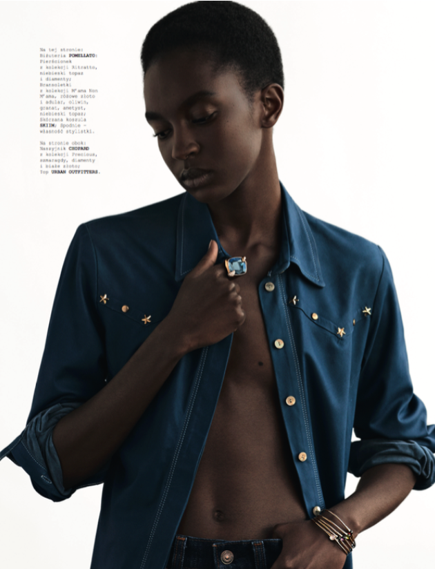 SKIIM Michelle Shirt in Worker Blue featured in VOGUE POLAND