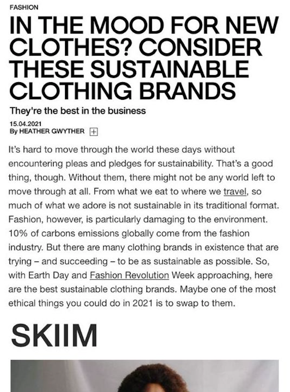 SKIIM PIECES FEATURED IN BURO247: "In The Mood For New Clothes? Consider These Sustainable Clothing Brands" - SKIIM Paris