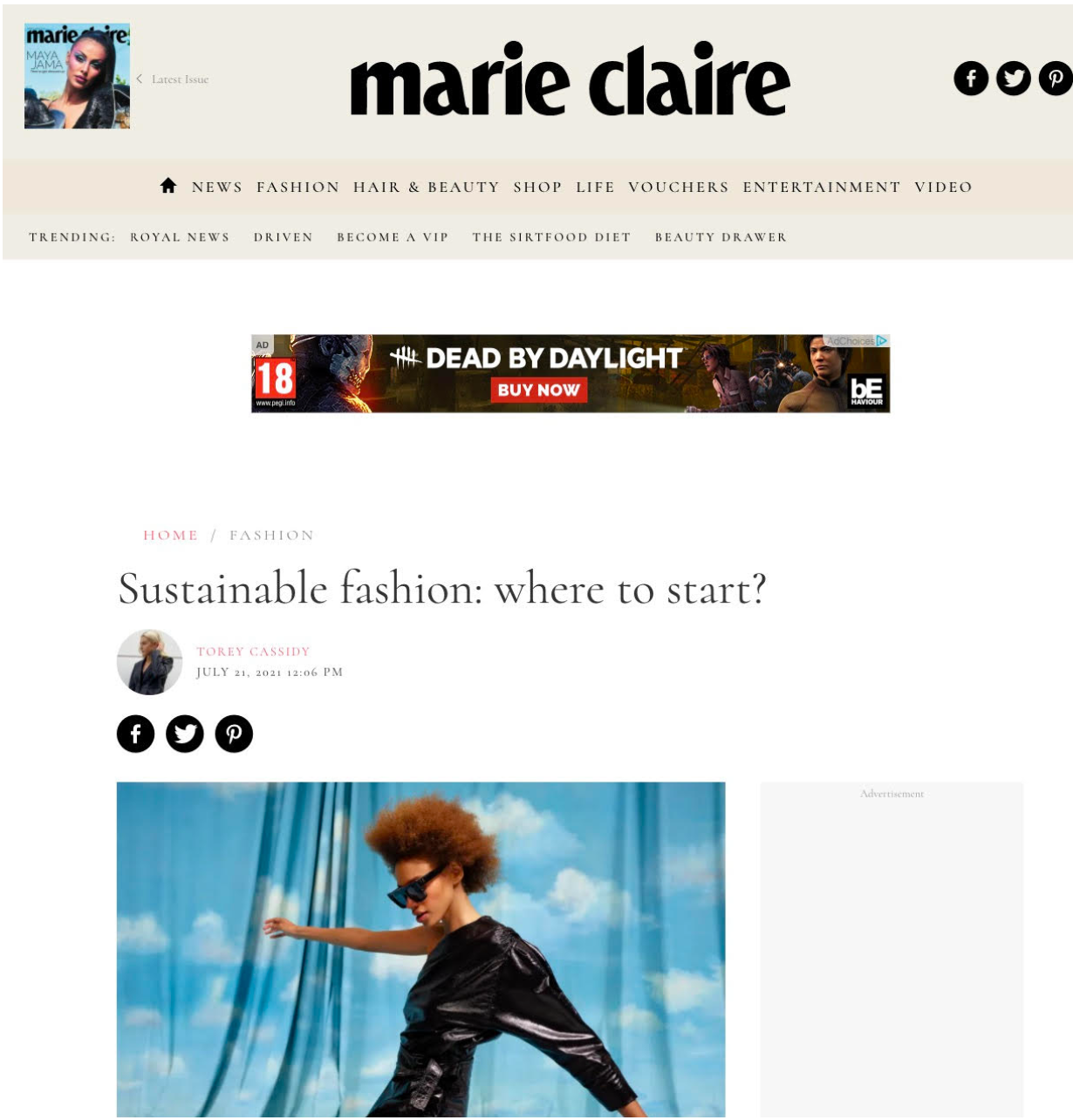 SKIIM featured in Marie Claire's "Sustainable fashion: where to start?"