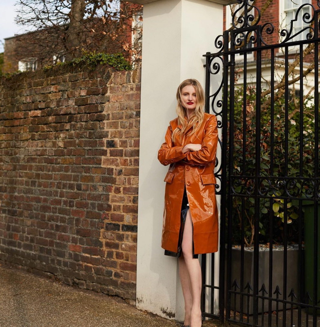 trench, leather, glossy, karla