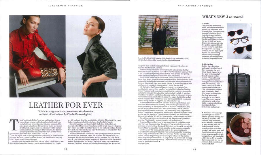 SKIIM in LUXX REPORT: Leather Forever  "Yes, you can be sustainable and wear leather"