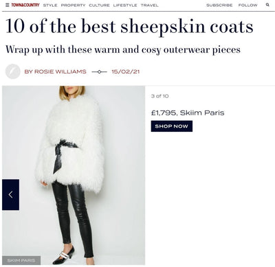 OUR JACKIE COAT FEATURED IN TOWN & COUNTRY'S TOP 10 SHEEPSKIN COATS