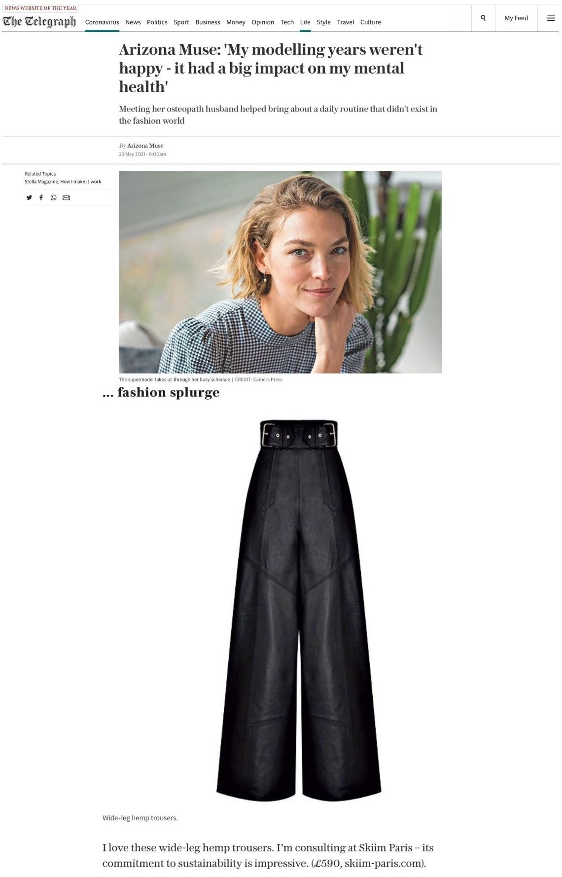 Our Johnny Hemp Trouser featured on The Telegraph online