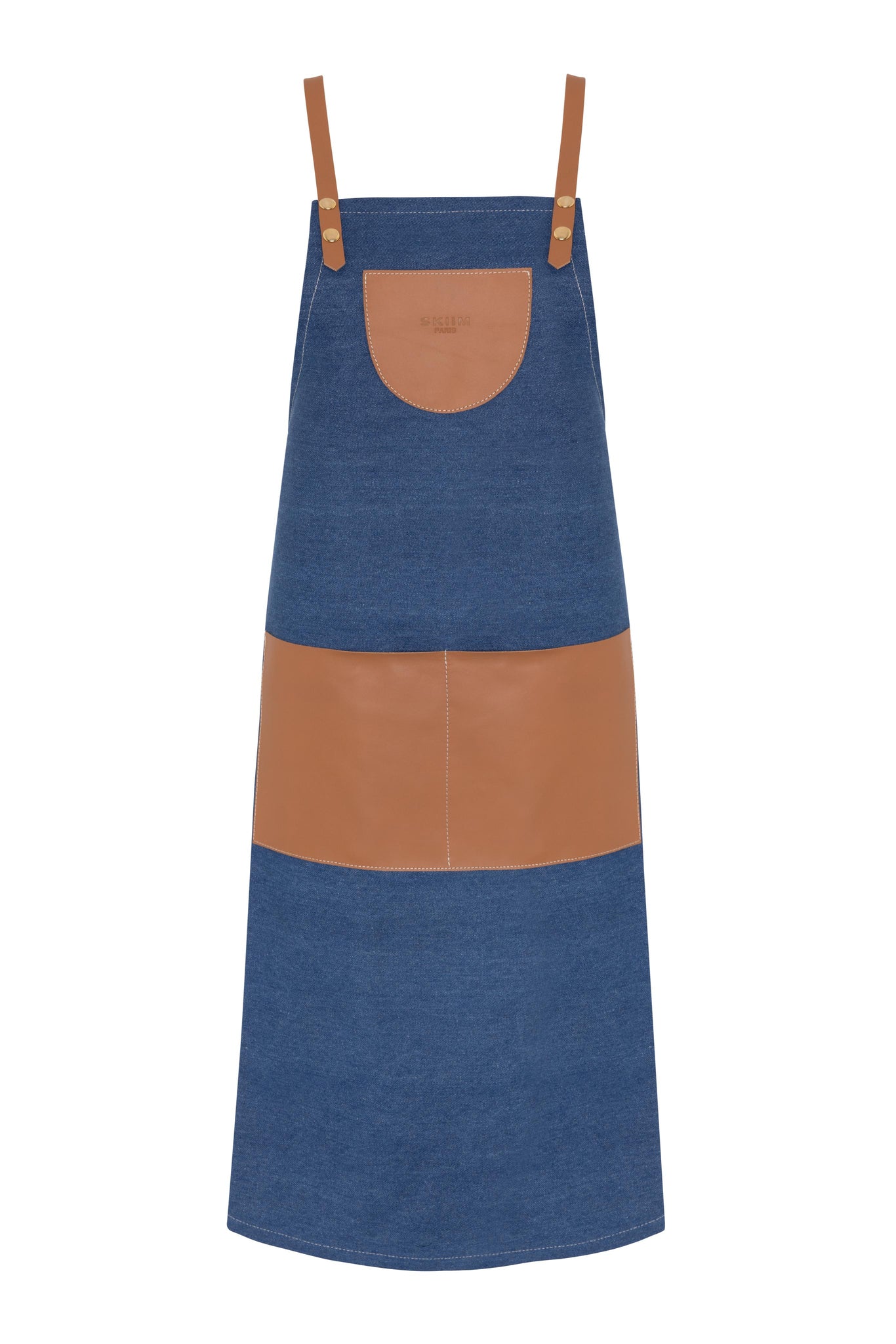 Denim/Leather Apron - Blue Denim / Cognac Leather