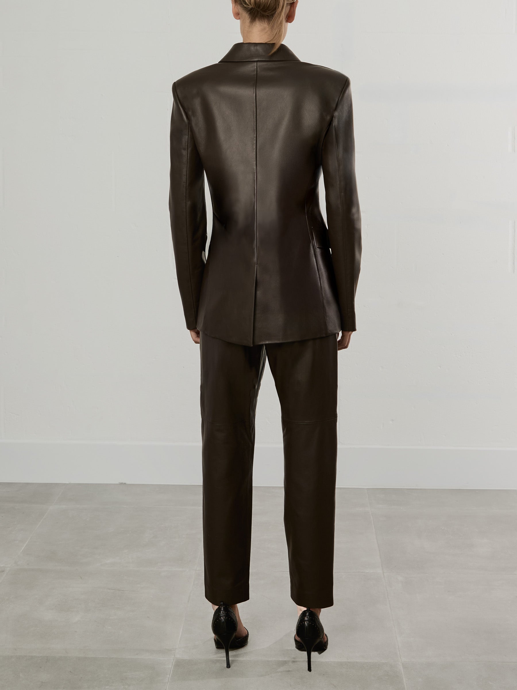 Dark Brown Leather Blazer