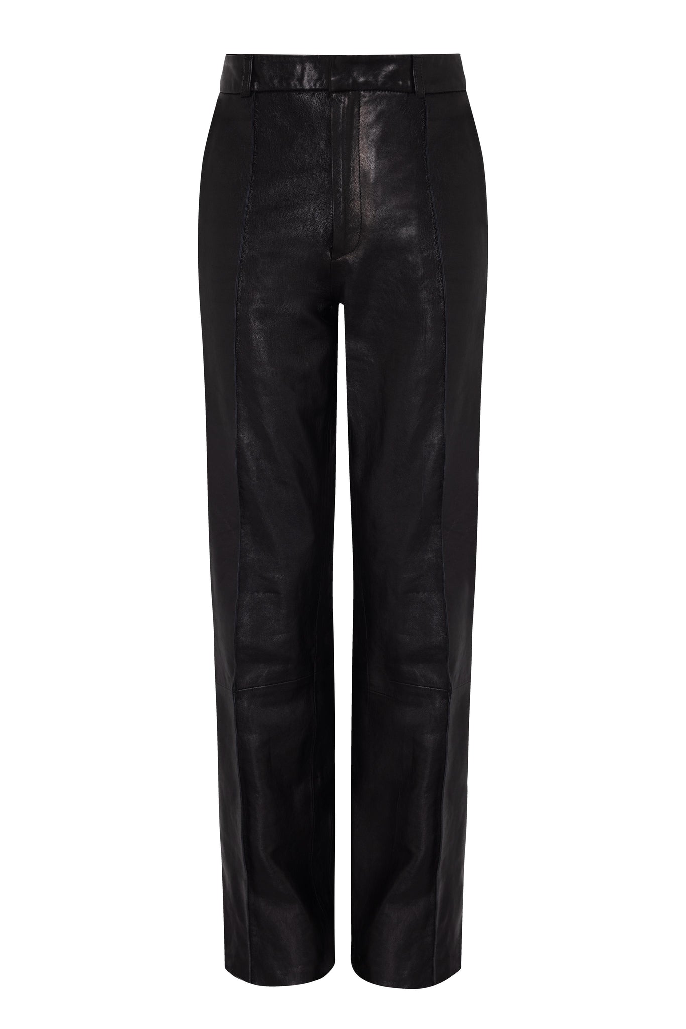 CAMILA - SLIT LEATHER TROUSER - BLACK SOFT MARMONT