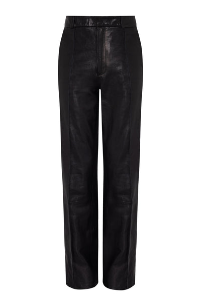 CAMILA - SLIT LEATHER TROUSER - BLACK SOFT MARMONT