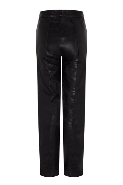 CAMILA - SLIT LEATHER TROUSER - BLACK SOFT MARMONT