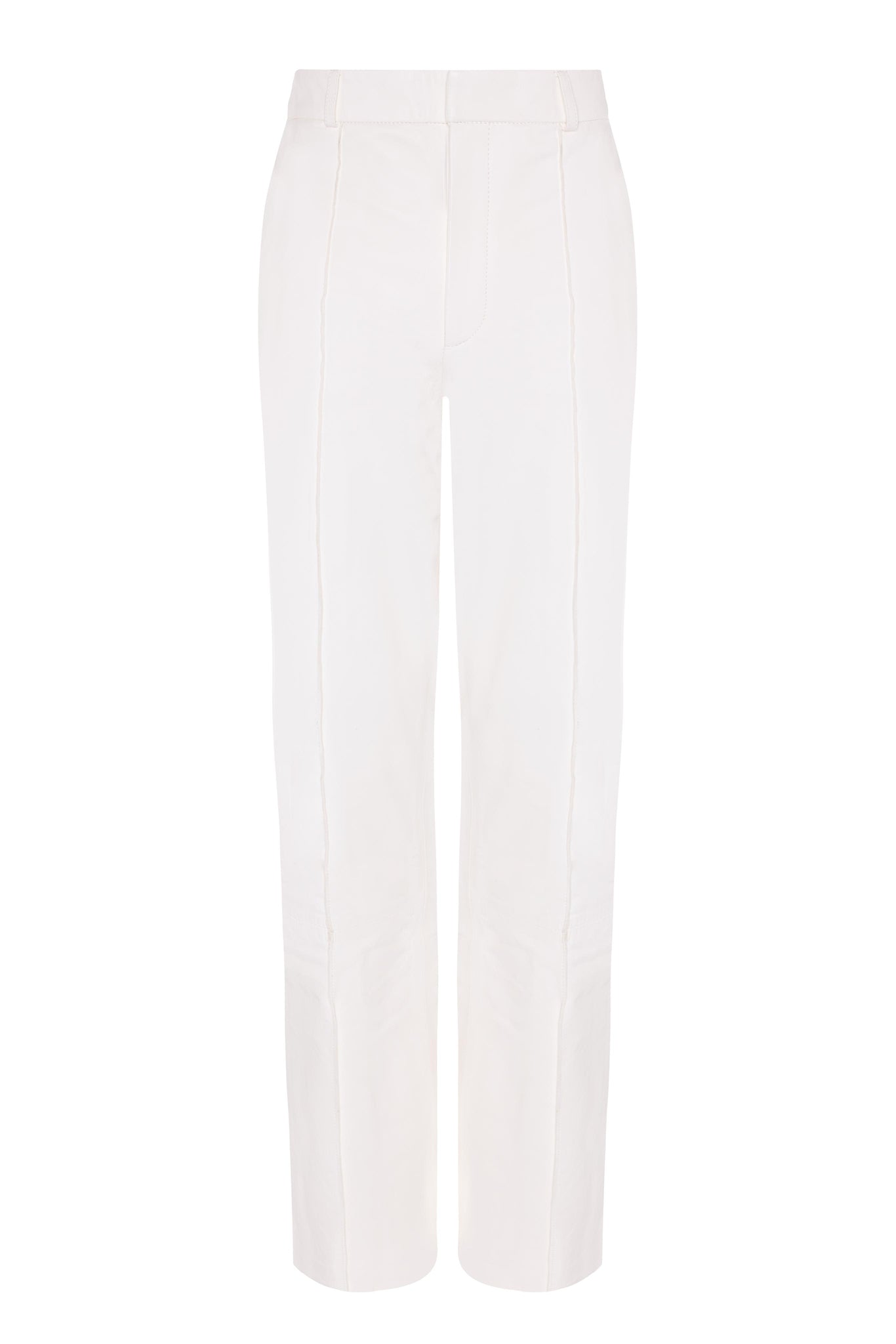 CAMILA - SLIT LEATHER TROUSER - MILK