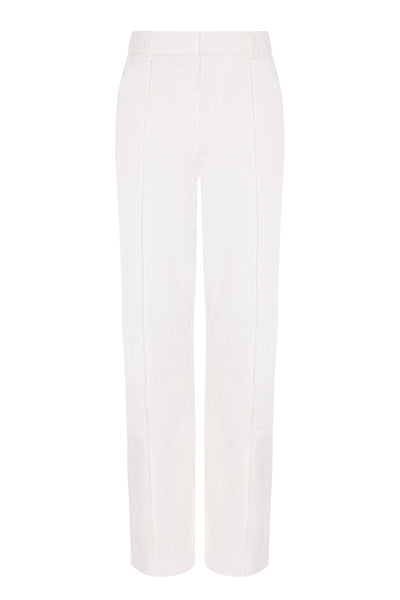 CAMILA - SLIT LEATHER TROUSER - MILK