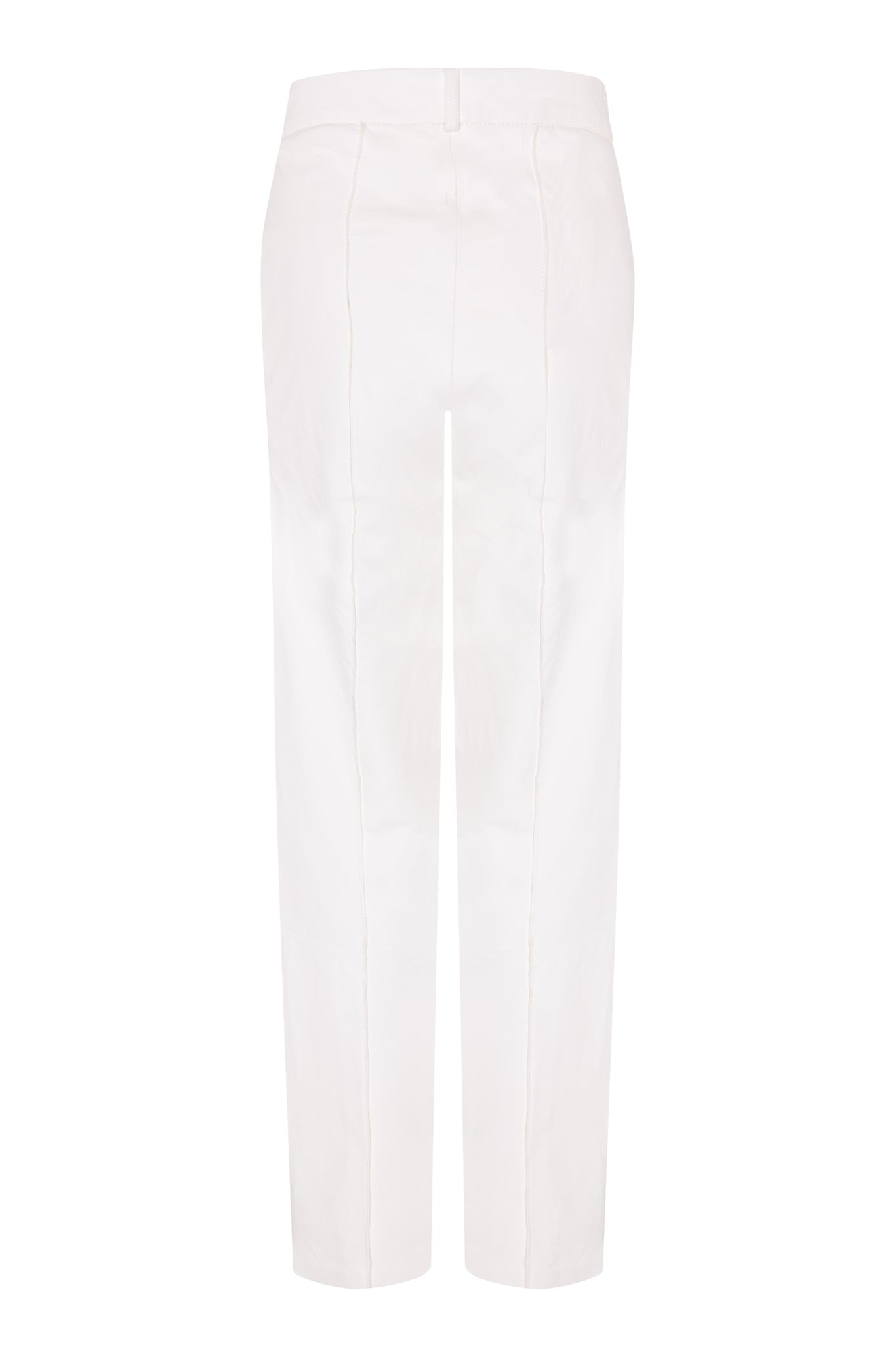 CAMILA - SLIT LEATHER TROUSER - MILK