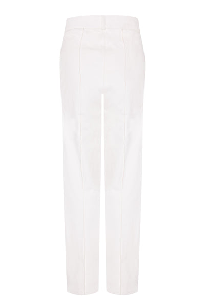 CAMILA - SLIT LEATHER TROUSER - MILK