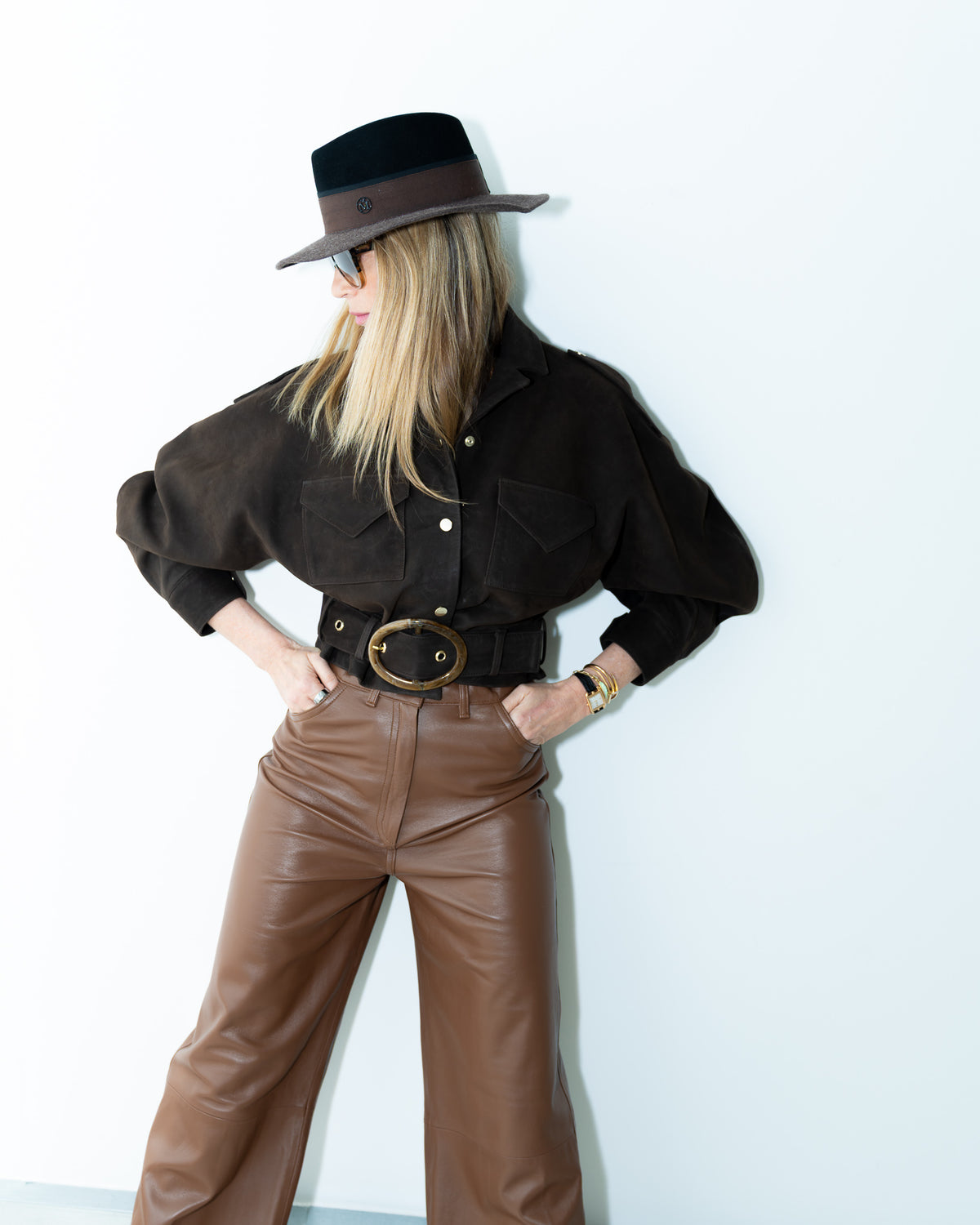 Clara Suede Buckle-Waist Jacket - SKIIM Paris