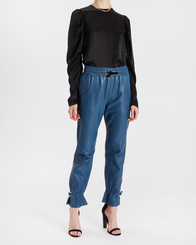 Gaby LEATHER JOGGER - WORKER BLUE