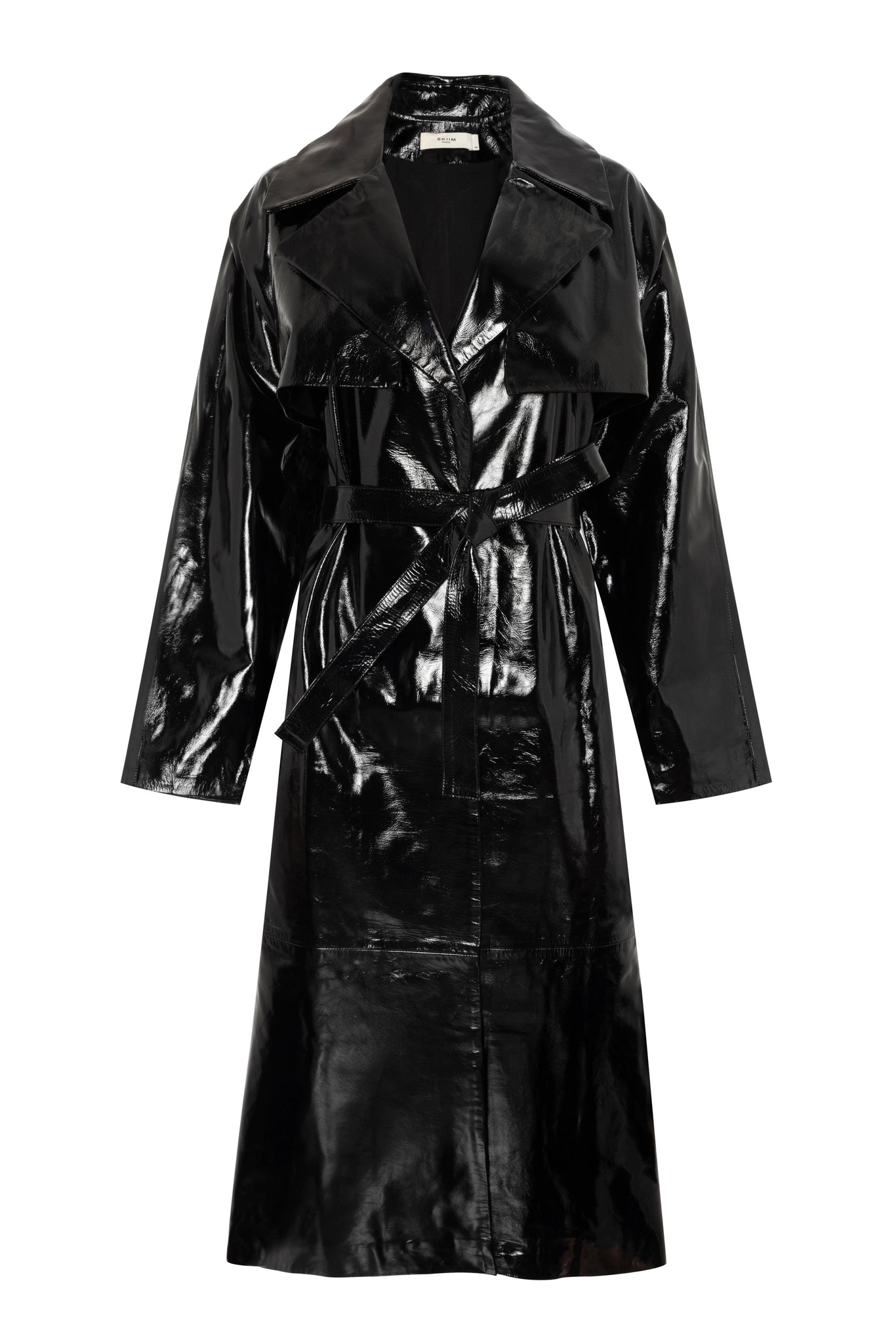 Karla LEATHER TRENCH - PATENT BLACK