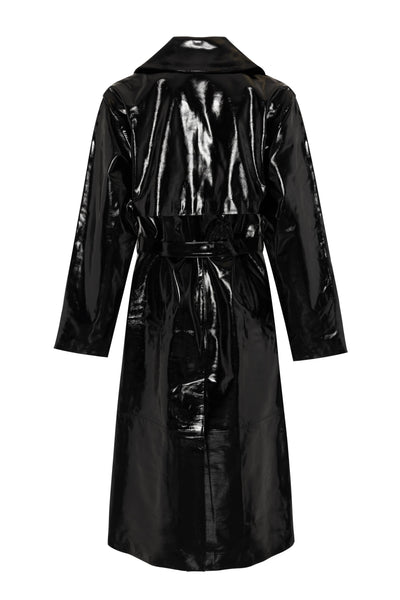 Karla LEATHER TRENCH - PATENT BLACK