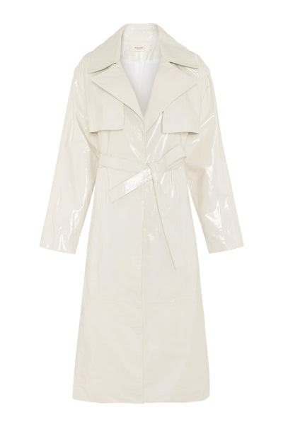 Karla LEATHER TRENCH - PATENT OFF WHITE