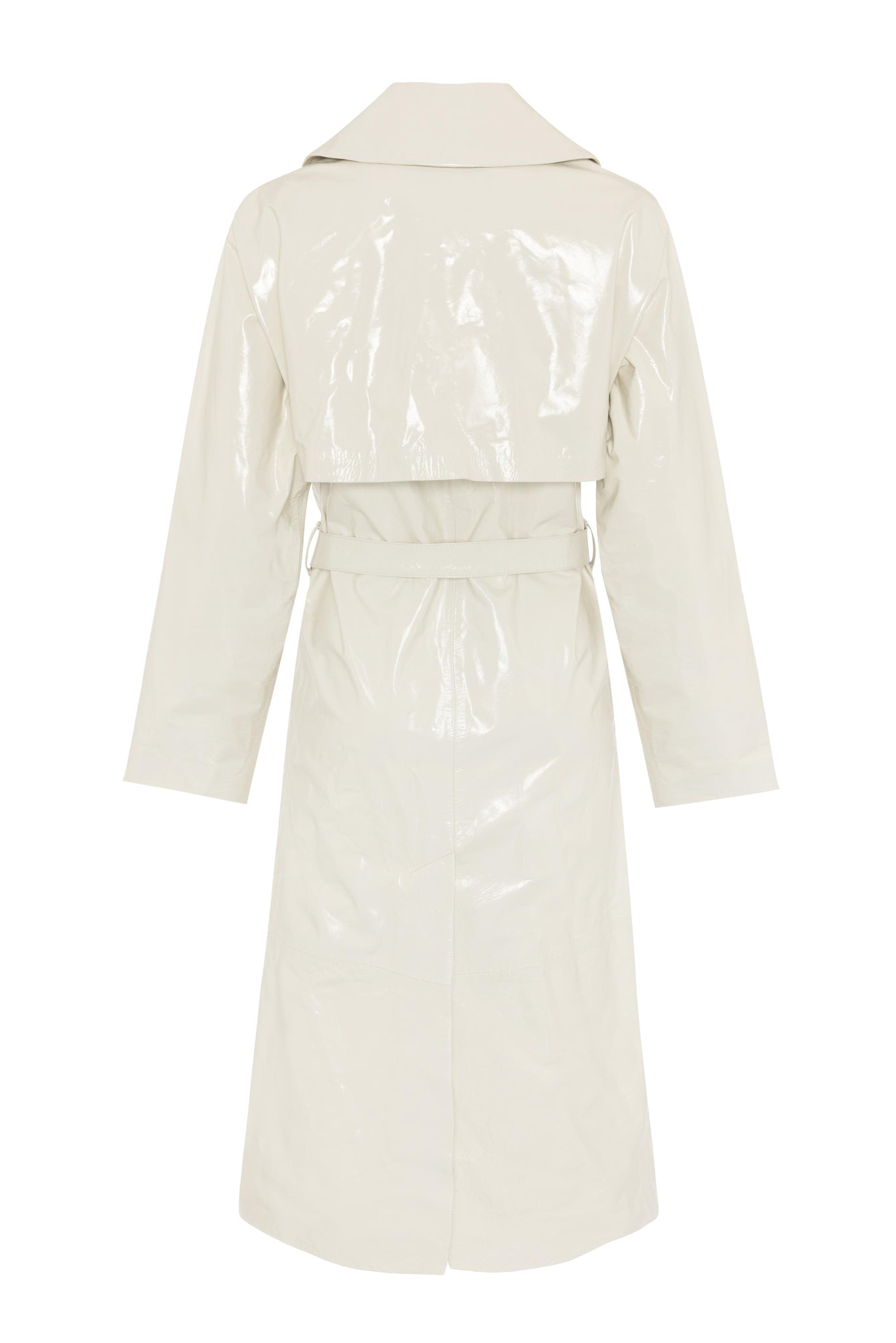 Karla LEATHER TRENCH - PATENT OFF WHITE