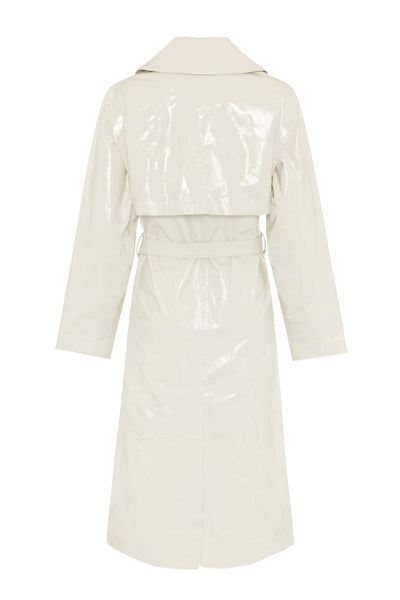 Karla LEATHER TRENCH - PATENT OFF WHITE