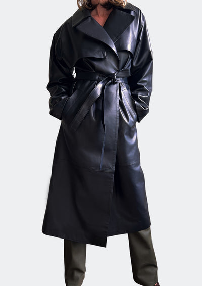 Karla LEATHER TRENCH - BLACK MATTE