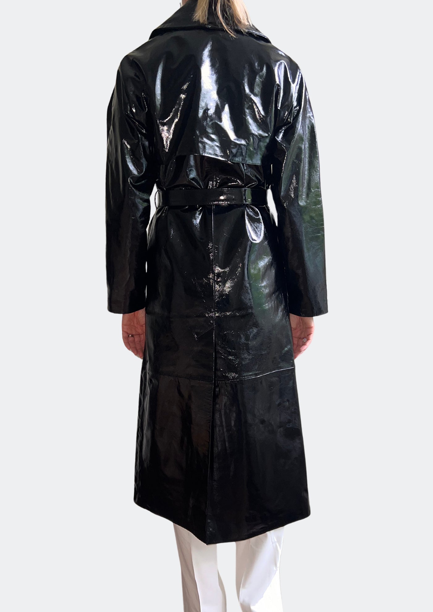 Karla LEATHER TRENCH - PATENT BLACK