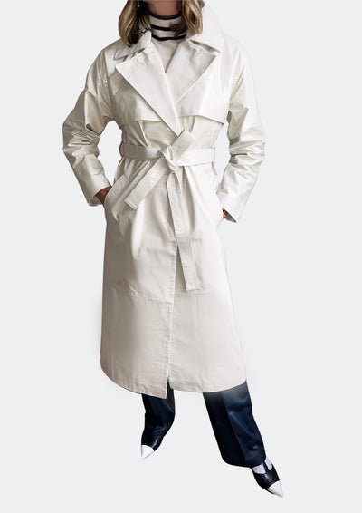 Karla LEATHER TRENCH - PATENT OFF WHITE