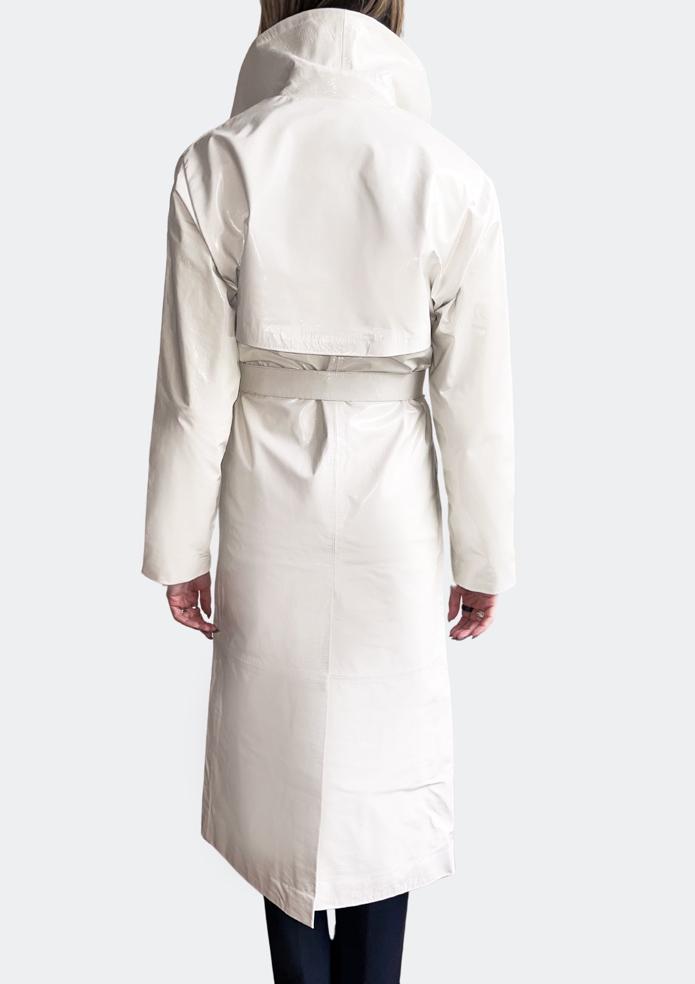 Karla LEATHER TRENCH - PATENT OFF WHITE