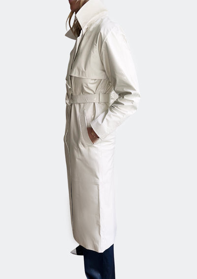 Karla LEATHER TRENCH - PATENT OFF WHITE