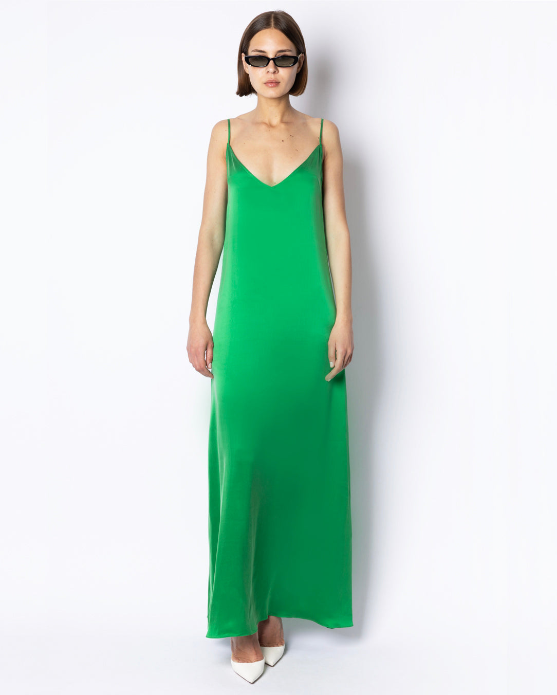 KATE SILK DRESS - BRIGHT GREEN