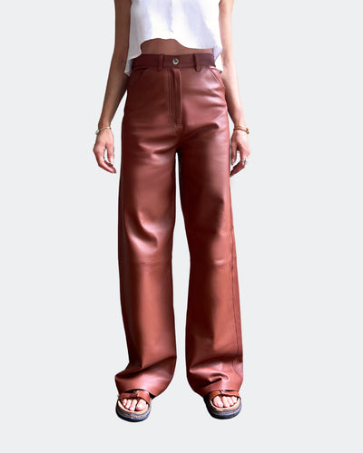 MARCELLA - LEATHER TROUSER - BRICK