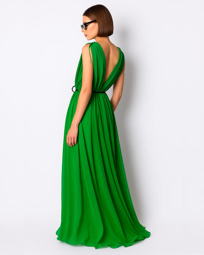 RACHEL CHIFFON SILK DRESS - BRIGHT GREEN SKIIM Paris RACHEL CHIFFON SILK DRESS - BRIGHT GREEN SKIIM Paris