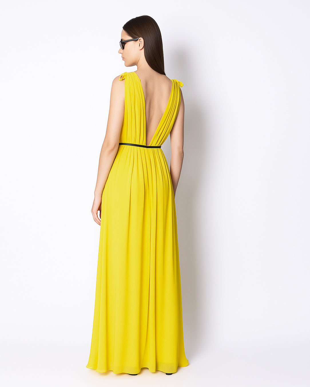 RACHEL CHIFFON SILK DRESS - YELLOW