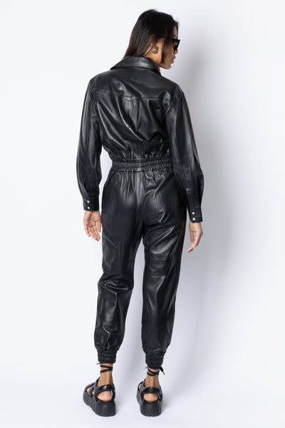 Nico LEATHER JUMPSUIT - BLACK