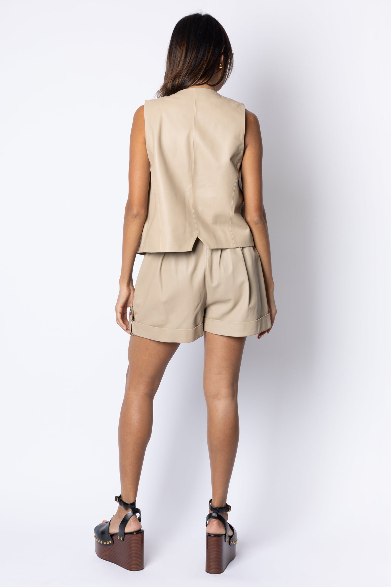 Catherine PAPERBAG STYLE SHORTS - BEIGE