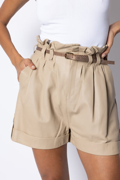 Catherine PAPERBAG STYLE SHORTS - BEIGE