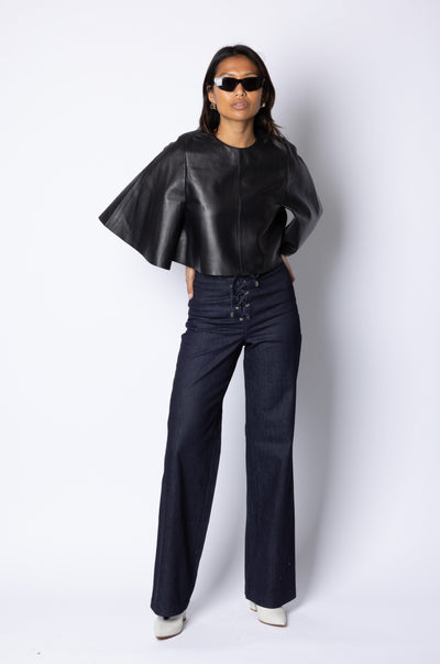 Cecile CROPPED CAPE - BLACK