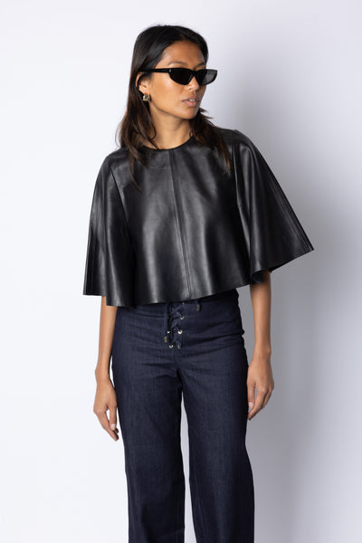 Cecile CROPPED CAPE - BLACK