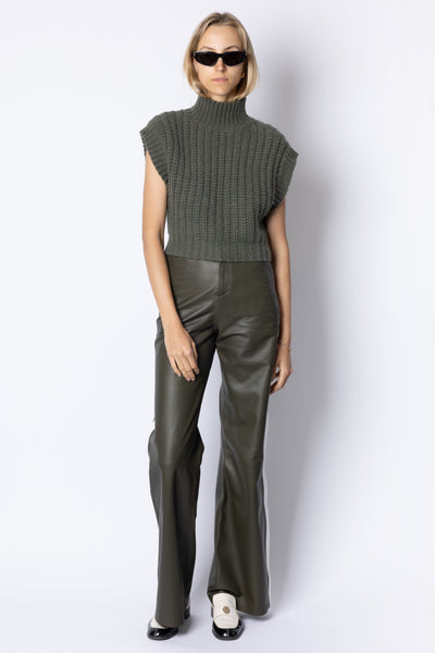 Roe CASHMERE FUNNEL NECK VEST - KHAKI GREEN